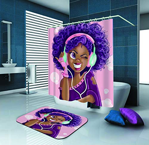 Product Cover SARA NELL Shower Curtain,Black Girl African American Girl Love Music,Waterproof Polyester Fabric Shower Curtain (72