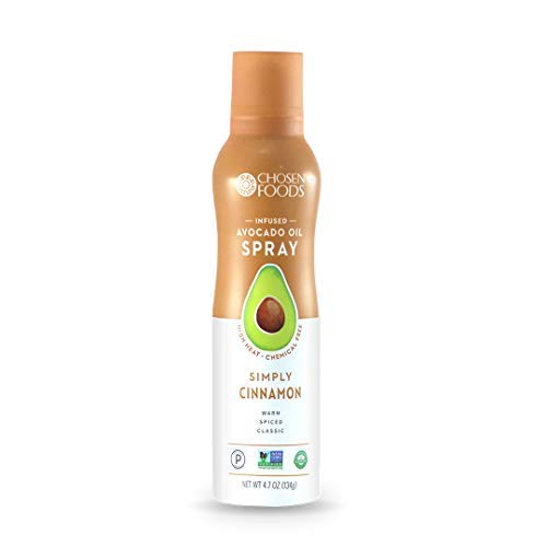 Product Cover Chosen Foods Simply Cinnamon Avocado Oil Spray 4.7 oz., Non-GMO, 500° F Smoke Point, Propellant-Free, Air Pressure Only for High-Heat Cooking, Baking and Frying