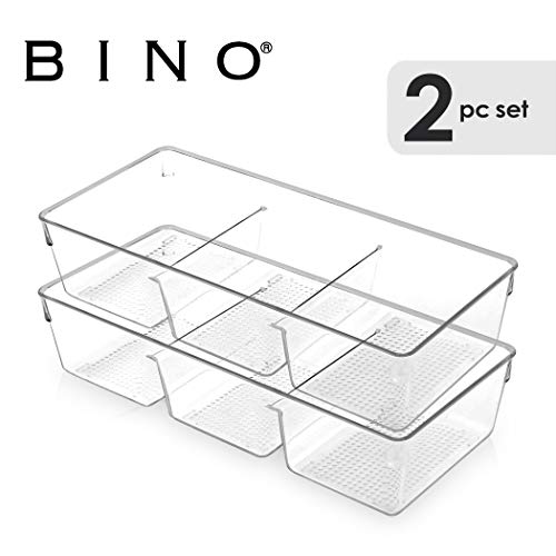Product Cover BINO Multi-Purpose Plastic Drawer Organizer (Clear, 3-Section - 2 Pack)