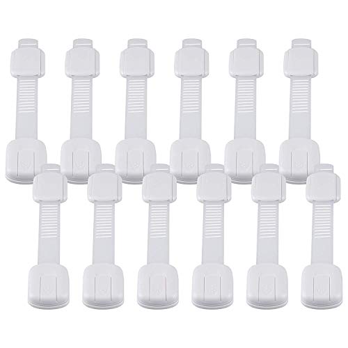 Product Cover Child Safety Strap Locks (12 Pack) for Fridge, Cabinets, Drawers, Dishwasher, Toilet, 3M Adhesive No Drilling - by Eco-Baby