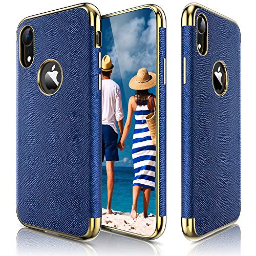 Product Cover LOHASIC Premium Leather Case for iPhone XR, Slim Luxury Flexible Defender Anti-Slip Soft Grip Shockproof Protective Cover Cases Compatible with Apple iPhone XR (2018) 6.1 inch - Ink Blue
