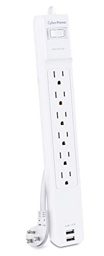 Product Cover CyberPower CSP606U42A Professional Surge Protector, 900J/125V, 6 Outlets, 2 USB Charge Ports, 6ft Power Cord, White