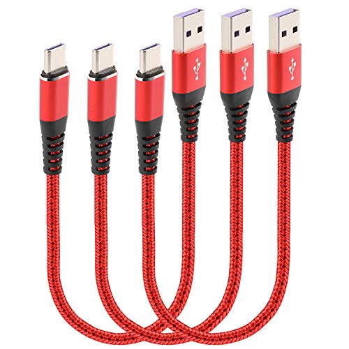 Product Cover Cabepow 3Pack Nylon Braided Short USB Type C Cable 1ft Compatible for Samsung Galaxy S9 S8 Plus Note 9 8,Huawei,Moto Z Z2,LG V30 V20,Google Pixel XL