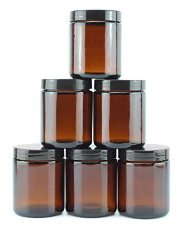 Product Cover 8oz / 9oz Amber Glass Jars (6-Pack); Straight Sided Cosmetic Jars, Great for Body Butter, Creams, Stash Jars, Etc.