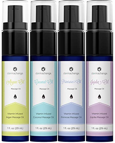 Product Cover Natural Massage Therapy Oil Set - Infused with Organic Aromatherapy and Essential Vitamins - Coconut, Jojoba, Evening Primrose and Argan Carrier Oils - Muscle Pain Relief - Unscented Moisturizer (1oz)