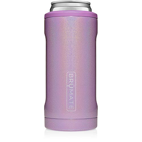 Product Cover BrüMate Hopsulator Slim Double-walled Stainless Steel Insulated Can Cooler for 12 Oz Slim Cans (Glitter Violet)