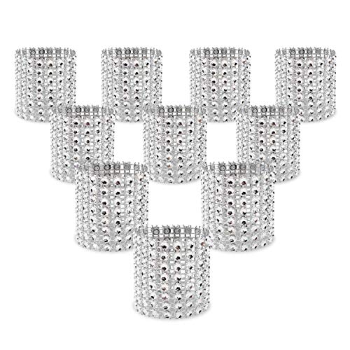 Product Cover KPOSIYA Napkin Rings, Pack of 120 Rhinestone Napkin Rings Diamond Adornment for Place Settings, Wedding Receptions, Dinner or Holiday Parties, Family Gatherings (120, Silver)