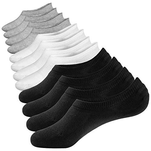 Product Cover Closemate No Show Socks 6 Pairs Non Slip Cotton Low Cut Invisible Casual Socks for Men & Women, Black & White & Grey, Men's Size: 6-10 / Women's Size: 7-11