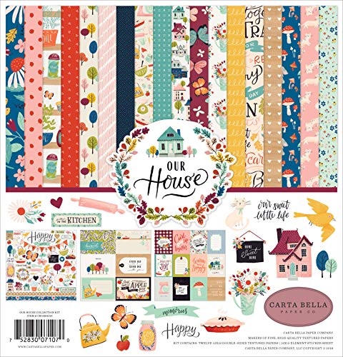 Product Cover Carta Bella Paper Company CBOH94016 Our House Collection Kit Paper, Blue/Red/Plack/Teal/Plum/Green