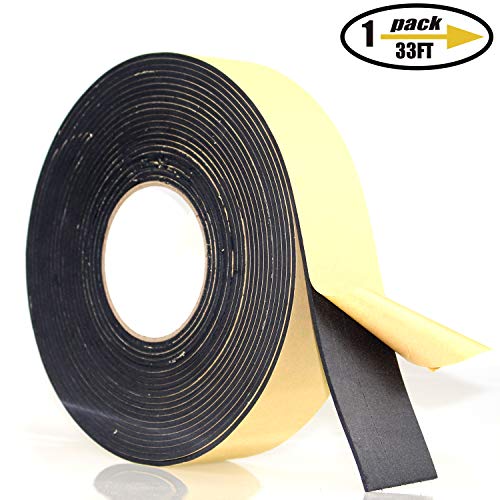 Product Cover Foam Insulation Tape Adhesive, Seal, Doors, Weatherstrip, Waterproof, Plumbing, HVAC, Windows, Pipes, Cooling, Air Conditioning, Weather Stripping, Craft Tape (33 Ft- 1/8