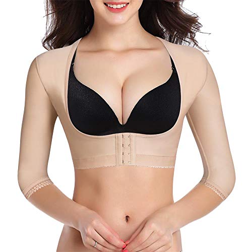 Product Cover BRABIC Upper Arm Shaper Post Surgical Slimmer Compression Sleeves Humpback Posture Corrector Tops Shapewear for Women (Beige, L)