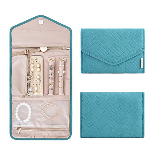 Product Cover bagsmart Travel Jewelry Organizer Roll Foldable Jewelry Case for Journey-Rings, Necklaces, Bracelets, Earrings, Teal