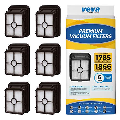 Product Cover VEVA 6 Pack Premium Vacuum HEPA Filter Set Compatible with Bissell 1866 Cross Wave Series Vacuums and 1785 Multi Surface Cleaner, Part # 1608684