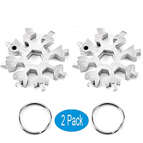 Product Cover 18-in-1 Stainless Steel Snowflake Multi-Tool,Portable Keychain screwdriver Bottle opener Tool for Military Enthusiasts,Outdoor EDC Tools,Christmas Gift (2 Pack Silver)
