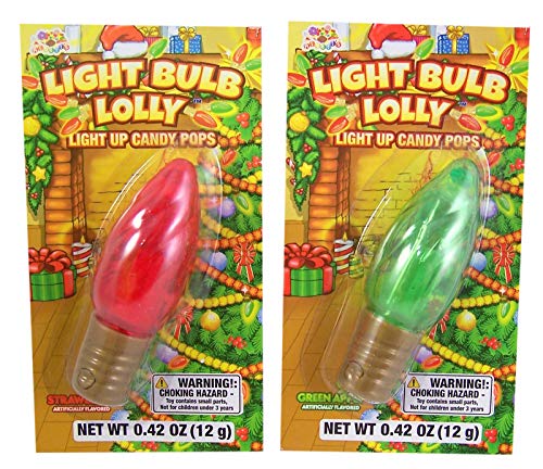 Product Cover Lighted Christmas Light Bulb Lolly Candy Pops Lollipops (2 Pack)