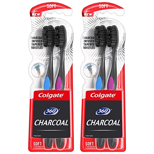 Product Cover Colgate 360 Charcoal Toothbrush, Soft Bristles (4 Count)