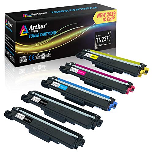 Product Cover Arthur Imaging with CHIP Compatible Toner Cartridge Replacement Brother TN227 TN227bk TN 227 TN223 use with HL-L3210CW HL-L3230CDW HL-L3270CDW HL-L3290CDW MFC-L3710CW MFC-L3750CDW MFC-L3770CDW 5 Pack
