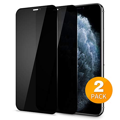 Product Cover Tensea Privacy Screen Protector for Apple iPhone Xs Max and iPhone 11 Pro Max 6.5 inch, 3D Full Coverage Anti-Spy Tempered Glass Film, Anti-Scratch, Case Friendly, Ultra Thin, HD Clear, 2 Pack