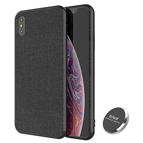 Product Cover iPhone Xs Magnetic Case,Full-Edge Protection Shock Absorption and Built in Magnet Protective Hard Shell with Textured Fabric Case Slim Fit Shockproof Magnetic Back for iPhone Xs Case (2018) (Black)
