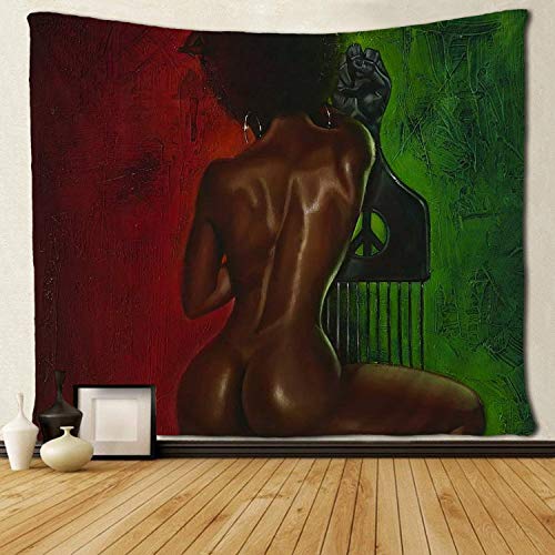 Product Cover SARA NELL Tapestry African American Sexy Women Red Green Tapestries Hippie Art Black Art Wall Hanging Throw Tablecloth 50X60 Inches for Bedroom Living Room Dorm Room