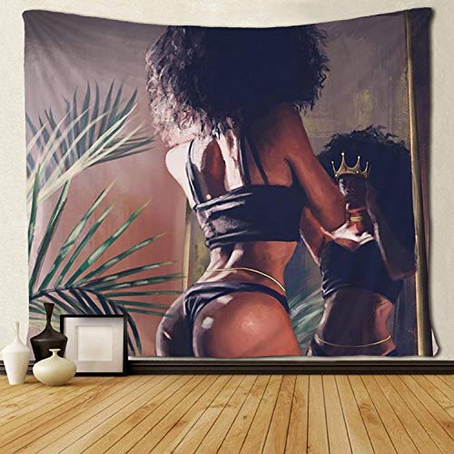 Product Cover SARA NELL Tapestry African American Women with Crown Black Art Tapestries Hippie Art Black Art Wall Hanging Throw Tablecloth 50X60 Inches for Bedroom Living Room Dorm Room