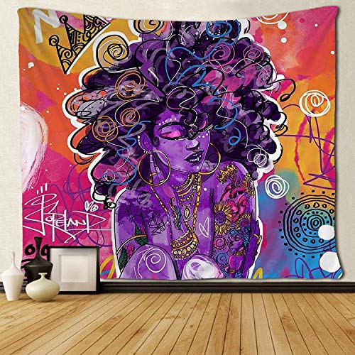 Product Cover SARA NELL Tapestry African American Women Graffiti Art Afro Queen Tapestries Hippie Art Black Art Wall Hanging Throw Tablecloth 50X60 Inches for Bedroom Living Room Dorm Room