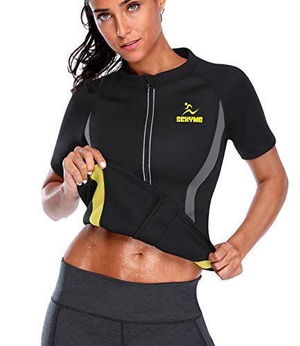 Product Cover SEXYWG Women Hot Sweat Weight Loss Sauna Shirt Neoprene Top Workout Body Shaper Slimming Training Suit Black
