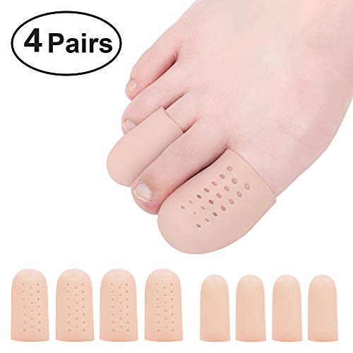 Product Cover Beautulip Toe Cover Gel Protectors Breathable Toe Sleeves for Missing or Ingrown Toenails, Greek Toe and Hammer Toe PACK of 8 (Beige)