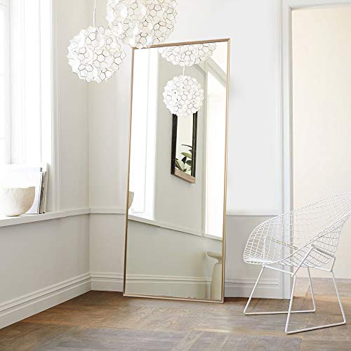 Product Cover NeuType Full Length Mirror Floor Mirror with Standing Holder Bedroom/Locker Room Standing/Hanging Mirror Dressing Mirror Wall-Mounted Mirror (Golden)