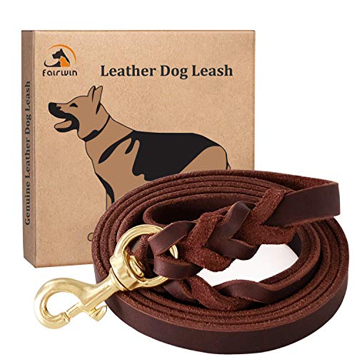 Product Cover Fairwin Braided Leather Dog Leash 6 ft - K9 Walking Training Leads for German Shepherd (XL:1