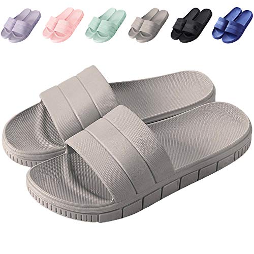 Product Cover clootess Womens Men Home Shoes Shower Slipper Indoor Sandal Bath Slides Soft Non-Slip Quick Drying Bathroom Pool Gym Grey 42.43