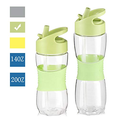 Product Cover Sivaphe Sports Water Bottle with Straw&Handle Tritan BPA-Free Leak-Proof for Running Fitness Excerise Hiking Cycling School 20OZ(Green 1PACK)