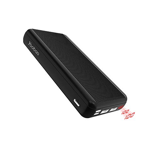Product Cover Yoobao 20000mAh Portable Charger Power Bank External Battery Pack (2 Outputs, 3 Inputs, Digital Display) Compatible with iPhone Xs X 8 7, iPad, Samsung, Android Phones, Tablets & More - Black
