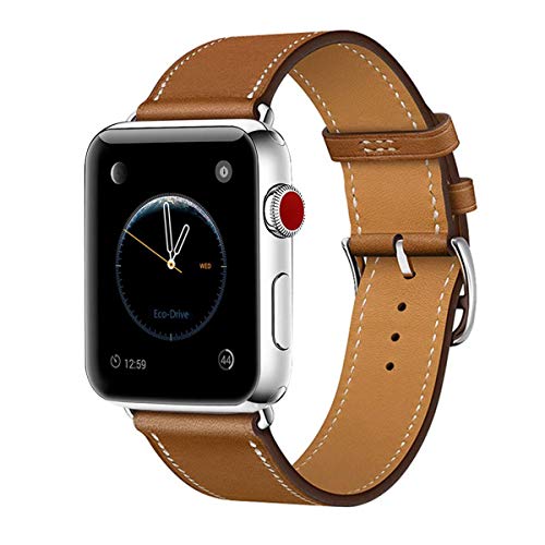 Product Cover Leather Band Compatible with iWatch 44mm 42mm Genuine Leather Strap Bands Replacement for iWatch Series 5 Series 4 Series 3 Series 2 Series 1 42 mm/44 mm Bracelet Loop Brown