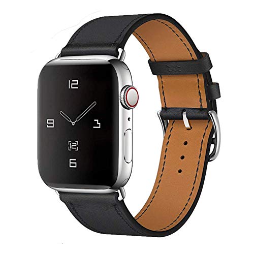 Product Cover Leather Band Compatible with iWatch 44mm 42mm Genuine Leather Strap Bands Replacement for iWatch Series 5 Series 4 Series 3 Series 2 Series 1 42 mm/44 mm Bracelet Loop Black