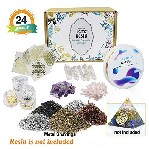 Product Cover LET'S RESIN Orgone Pyramid Making Supplies,Orgone Orgonite Supplies Including Metal Shavings, Quartz Crystals, Stones, Foil for Orgone Orgonite Pyramids, Orgonite Jewelry (Not Including Resin or Mold
