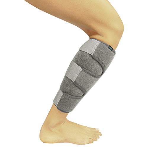 Product Cover Vive Calf Brace - Adjustable Shin Splint Support - Lower Leg Compression Wrap Increases Circulation, Reduces Muscle Swelling - Calf Sleeve for Men and Women - Pain Relief (Gray)