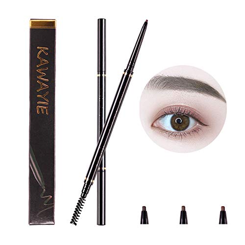 Product Cover KAWAYIE Eyebrow Definer Pencil 2 Packs, Waterproof Brow Pencil Stylist Definer with Brush, Automatic Makeup Cosmetic (Dark brown)