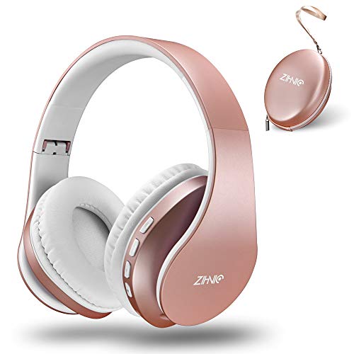 Product Cover Bluetooth Over-Ear Headphones, Zihnic Foldable Wireless and Wired Stereo Headset Micro SD/TF, FM for Cell Phone,PC,Soft Earmuffs &Light Weight for Prolonged Waring (Rose Gold)