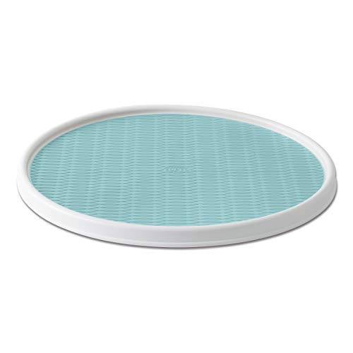 Product Cover Copco 5246418 Non-Skid Pantry Cabinet Lazy Susan Turntable, 18-Inch, White/Aqua