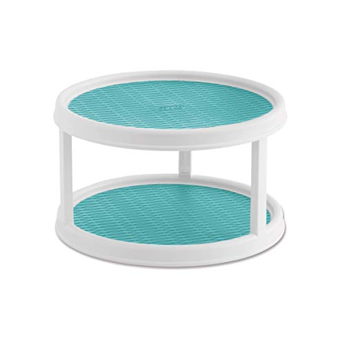 Product Cover Copco 5234758 Non-Skid Pantry Cabinet 2-Tier Lazy Susan Turntable, 12-Inch, Aqua