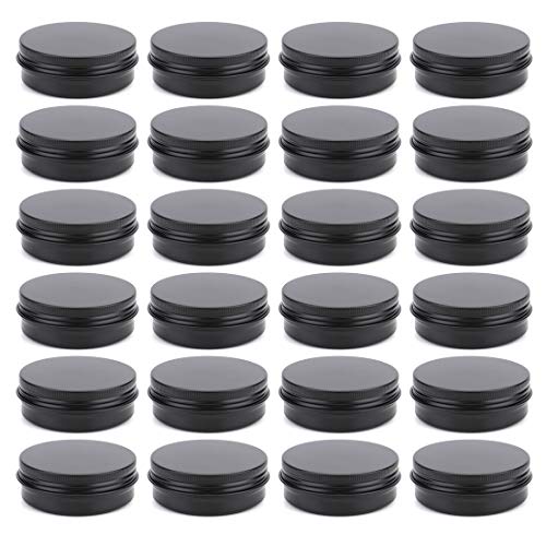 Product Cover Foraineam 2 oz Round Lip Balm Tin Cans Cosmetic Sample Containers with Screw Lid - Aluminum Empty Tins for Salve, Powder, Spice, or Candies, Pack of 24