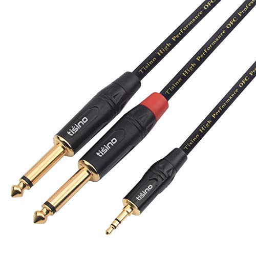 Product Cover TISINO 1/8 Inch TRS Stereo to Dual 1/4 inch TS Mono Y-Splitter Cable 3.5mm Aux Mini Jack Stereo Breakout Cable Path Cords - 10 feet