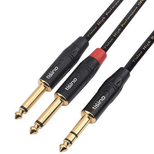Product Cover TISINO 1/4 inch TRS Stereo to Dual 1/4 inch TS Mono Insert Cable Y-Splitter Stereo Breakout Cable Patch Cord - 6.6 feet