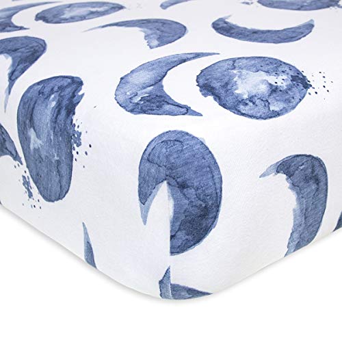 Product Cover Burt's Bees Baby - Fitted Crib Sheet, Boys & Unisex 100% Organic Cotton Crib Sheet for Standard Crib and Toddler Mattresses (Hello Moon! Pattern)