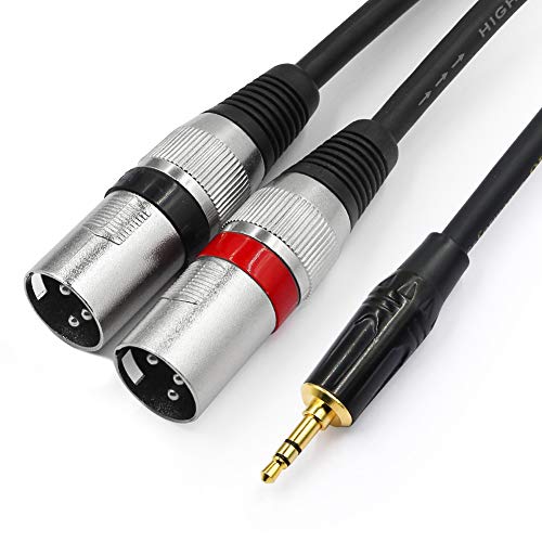 Product Cover TISINO 3.5mm to Dual XLR Stereo Cable 1/8 inch Mini Jack to 2 XLR Male Y Splitter Adapter Cord- 6.6 FT
