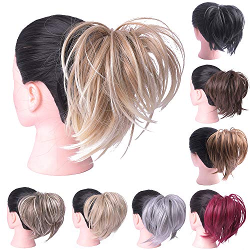 Product Cover Oubeca Tousled Synthetic Hairpiece Scrunchies Straight Elastic Updo Scrunchy Bun For Women (Gray)