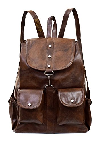 Product Cover SPLICE PU Leather Backpack School Bag Student Backpack Women Travel bag 6 L Backpack (M, Brown)
