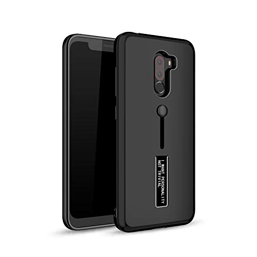 Product Cover BestTalk Extreme Shock Absorption Tough Armor Case with Inbuilt Stand & Hand Holder Strap for Poco F1(Black)