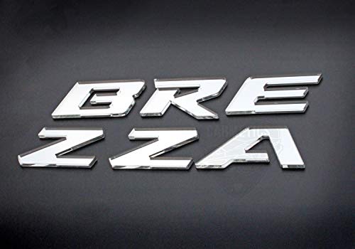 Product Cover CarMetics BREZZA 3D Letters Stickers Logo Emblem Bonnet Stickers Accessories Free Chrome Diesel Stickers for Maruti Suzuki Vitara BREZZA - Mirror Finish (Not Chrome or NOT Metal Letters) - 1 Set